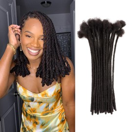 IIFLYDSFA 0.4cm Thickness Real Human Hair Dreadlock Extensions for Men/Women 12 Inch 60 Strands Full Handmade Permanent Locs Extensions Human Hair Can Be Dyed and Bleached