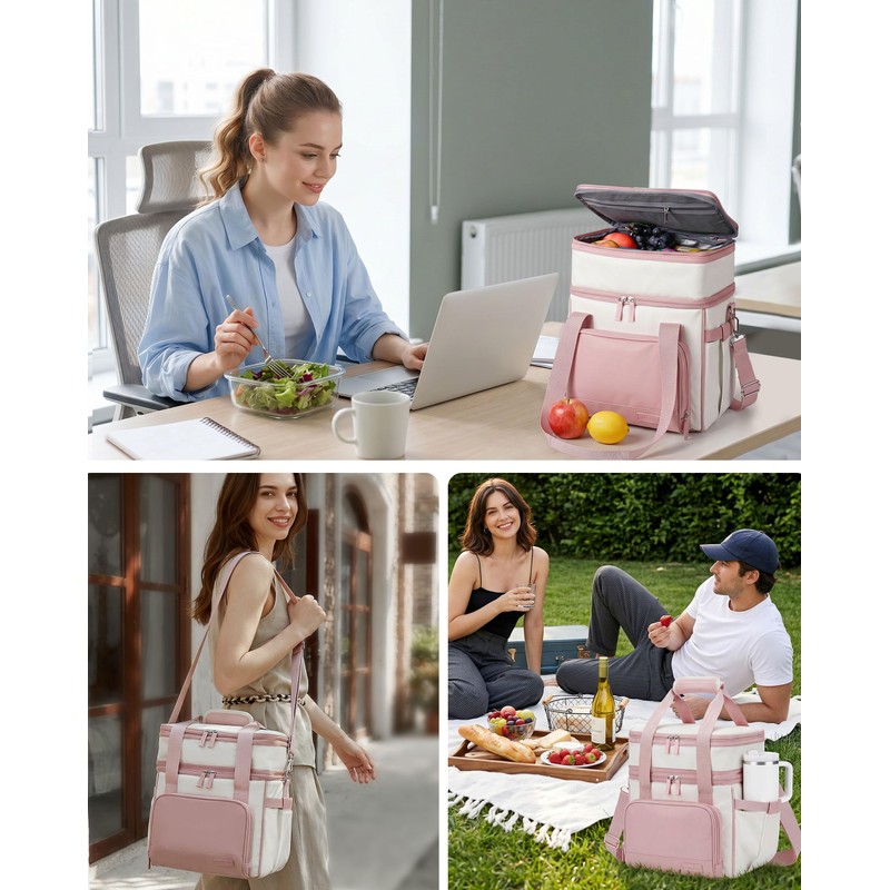 HOMESPON Double Layer Lunch Bag for Women Men, 14L Large