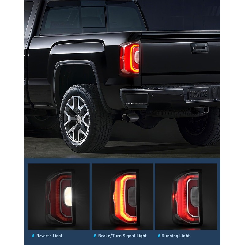 Nilight Taillight Assembly Compatible with 2016 2017 2018 GMC Sierra