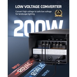 DEWENWILS Low Voltage Landscape Transformer, Low Voltage Transformer with Photocell Sensor & Timer, 120VAC to 12/14VAC, 200W Multi Zone Landscape Lighting Transformer for Outdoor Garden