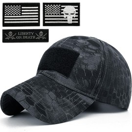Masktide Camo Cap with Patch Black American Flag Hat Camo Black Camo Flag Cap American Flag Ball Caps for Men USA Flag Baseball Cap Mens American Flag Hat Python-BW