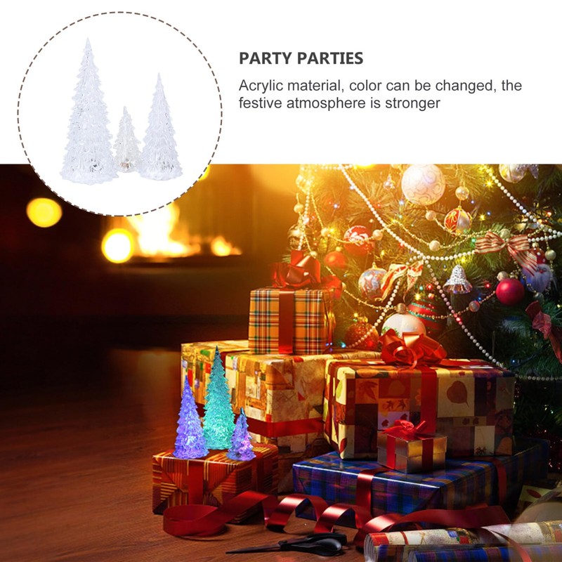 HOMSFOU Lighted Christmas Tree 3pcs Mini Tabletop Acrylic Christmas Tree