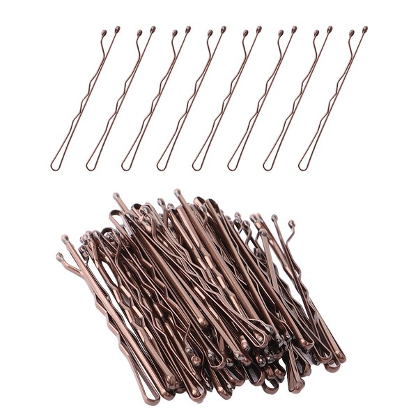 Hair Pins, 50pc Brown Bobby Pins Hair Grips, Ideal for Fine Hair - Does Not Peel Off (5cm)1