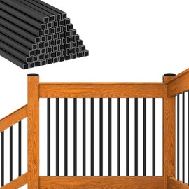 HZIU 50 Pack Deck Balusters 36" x 3/4" Staircase Baluster, Diameter 3/4" Metal Deck Spindle and Stairs Railing,Hollow Square Black Deck Balusters for Deck Railing Porch