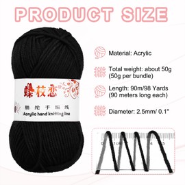 sourcing map 1PCS Crocheting Yarn,Black 4 Ply Acrylic Yarn 50g Sport Weight Yarns Bulk Soft and Fluffy Yarns for Knitting DIY Crochet Handicraft Blankets Gift,98 Yards