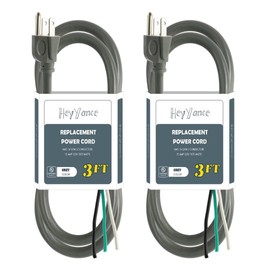 HeyYance 2 Pack 3 ft 14/3C SJTW Appliance and Power Tool Cord, 14 Gauge 3 Prong Heavy Duty Replacement Power Supply Cord Cable, 110V 115V 120V AC Pigtail, 15A, 1875w