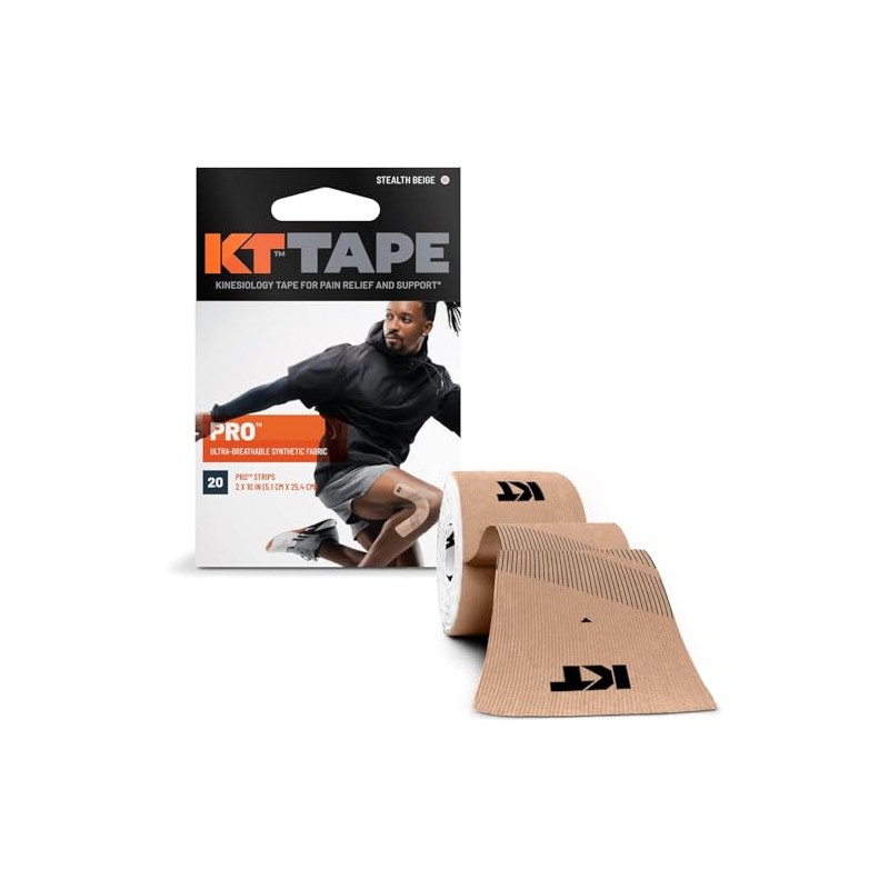 KT TAPE PRO Synthetic Elastic Kinesiology 20 Pre-Cut 10-Inch Strips
