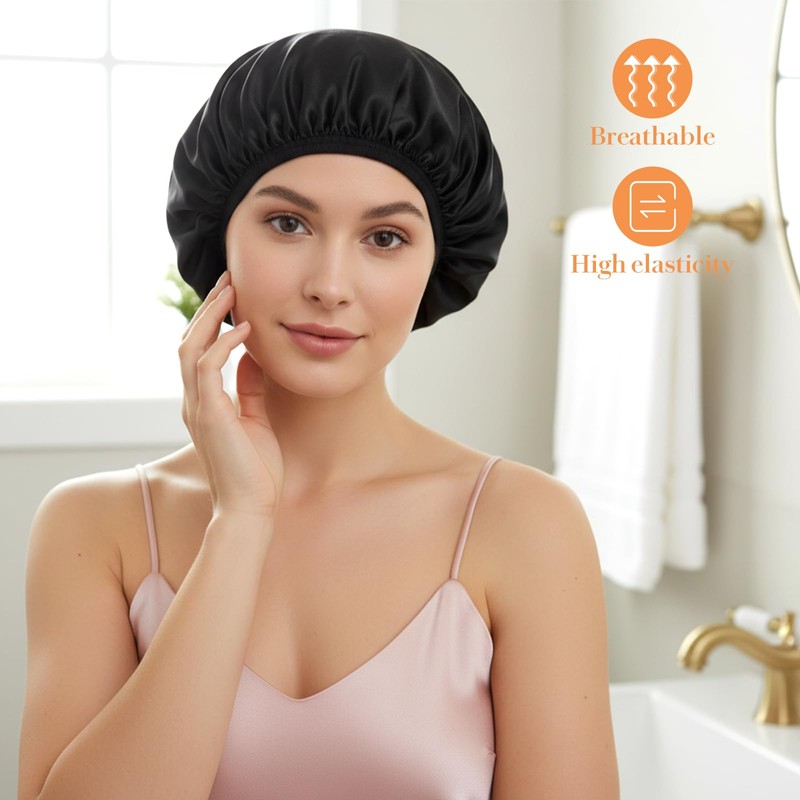 Sibba Shower Cap Elastic Shower Bonnet Caps Bath Hair Wrap