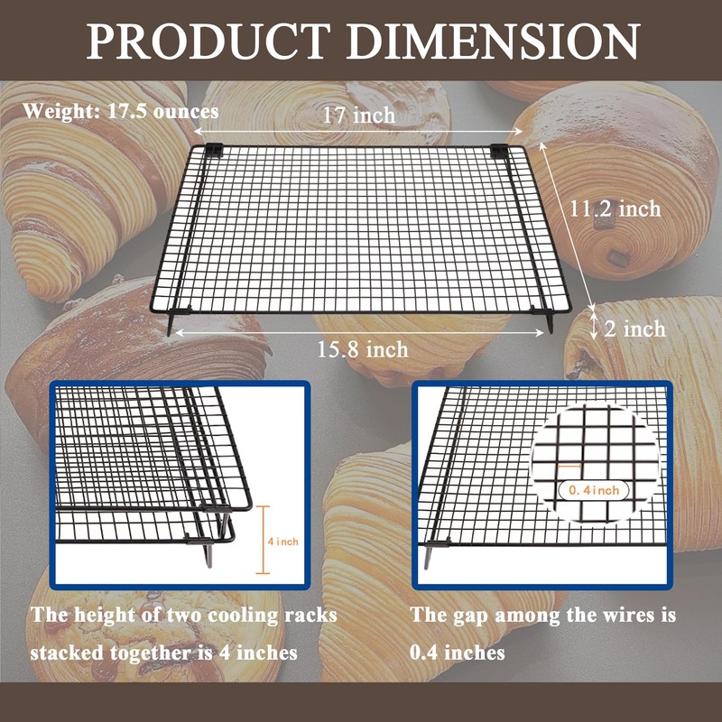 budimer Set of 2 Cooling Racks with Folding Legs，for Cooking,