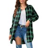 Bozanly Women's Oversized Button Down Long Plaid Flannel Shirts Lapel