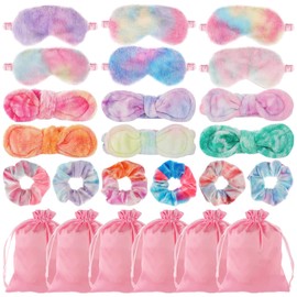 Kit De 24 Piezas Para Fiestas De Pijamas Femeninas, Incluye Diadema, Antifaz, Coleteros Y Bolsa De Almacenamiento. Ideal Para Cumpleaños, Despedidas De Soltera O Fiestas Temáticas De Spa.(