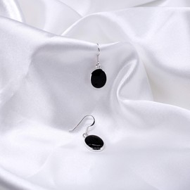 Tuscany Silver Women's Sterling Silver 11 x 14 mm Oval Black Onyx Drop Earrings