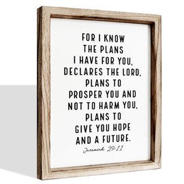For I Know the Plans I Have for You Jeremiah 29:11 Inspirational Decor Christian Gifts Bible Verse Wall Art Scripture Wooden Hanging Sign, Cheer Up Gift, Framed MDF Hanging Signs