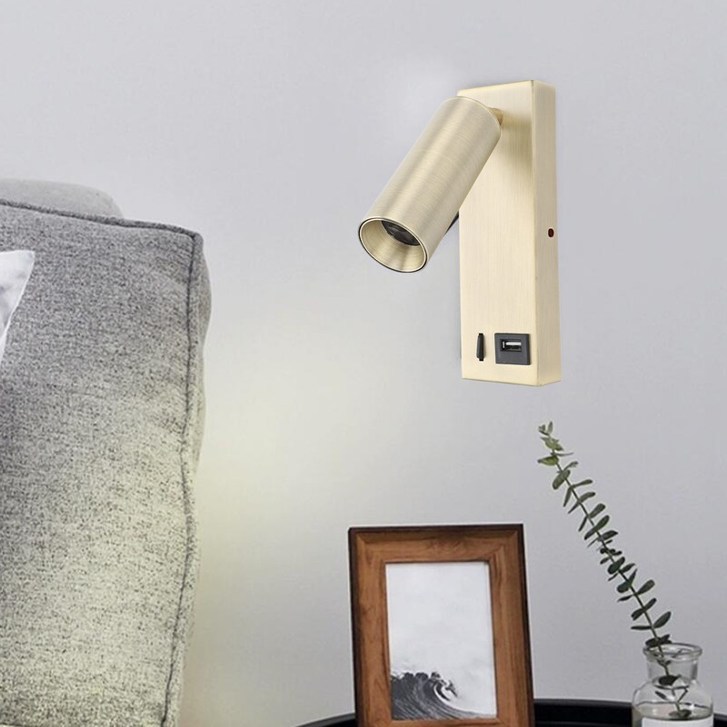 LED Wall Mounted Spotlight Adjustable Angle USB Port Design Stylish