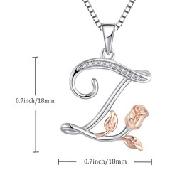 Starchenie Alphabet Rose necklace Letter Z Necklace Zirconia Pendant 925 Sterling Silver Necklace for Women