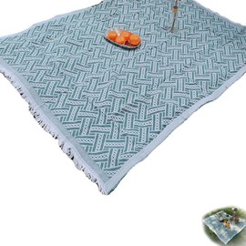 Picnic Blanket, Awning Rug with Boho Tassel, Foldable Beach Mat, Picnic Blanket, Waterproof, Soft, Comfortable Sofa Cover, Bedspread for Beds, Sofa Mats, Travel Blanket, Picnic, Camping Blanket (V)