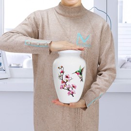 ICOKEE Hummingbird Cremation Urn for Adult Ashes, White Funeral Urn, Large Decorative Urn with Velvet Bag, up to 200 Lbs Capacity, Urns for Human Female and Male