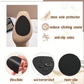 Non-Slip Shoe Pads, Shoe Sole Protectors for Bottom of Shoes, 6PCS Anti-Slip Soles for Shoes, Self-Adhesive, Black