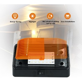12V LED RV Exterior Porch Utility Light With ON/OFF Switch Cover Replacment Light for RVs, Trailers, Campers,Motorhome,5th Wheels,Clear and Amber Lens Removable (Black)
