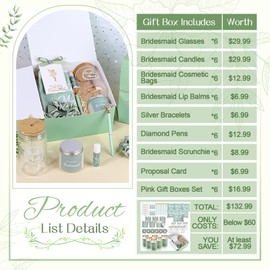 Guifizeiom 61 Pcs Bridesmaid Proposal Gifts Set of 6, Will You Be My Bridesmaid Box(Sage Green)