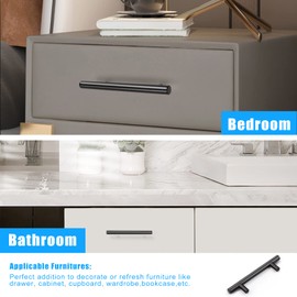 KNOBWELL 10 Pack Stainless Steel Cabinet Pulls, Black Stainless Steel Kitchen Cabinet Handles Drawer Pulls, Hole Spacing 3-3/4 Inch, Overall Length 5-9/10 Inch