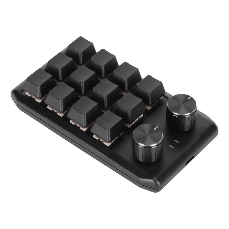 Mini Custom Keypad 12 Mechanical Keys 2 Knobs Programmable Red
