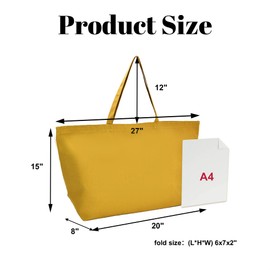 Large Canvas Tote Bag - Reusable Grocery Bag Foldable Heavy Duty Shopping Bag for DIY Art Crafts Painting Embroidery