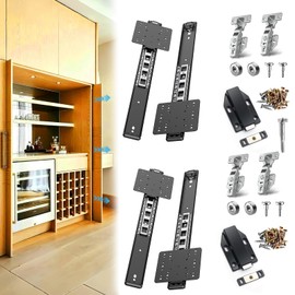 JAXYOOM Pocket Door Hardware Slide for Cabinets with Hinges,Magnetic Heavy Duty Sliders Hardware Kit for Kitchen Furniture & Recessed Doors - Silent Retractable Cabinet Rebounder(14in,Set 2)