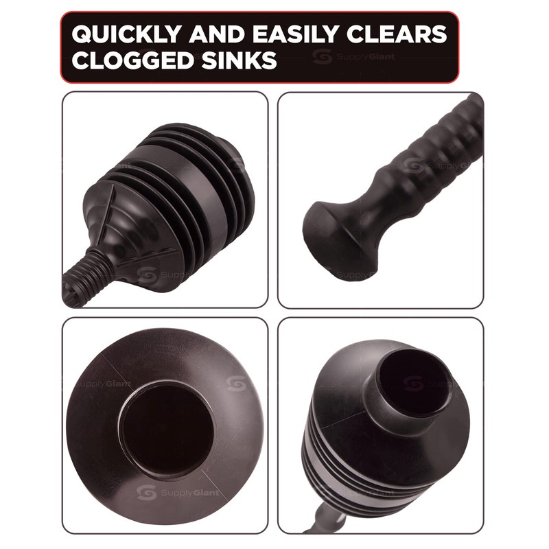 Supply Giant SU3227 Accordion Toilet Plunger, Unclogs Sinks, Toilets, and