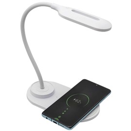Denver LQI-55 Qi Wireless Charging Lamp – 3 Colour/Brightness Adjustable – Touch Control – 360° Adjustable - Bedside, Desk or Lounge Table