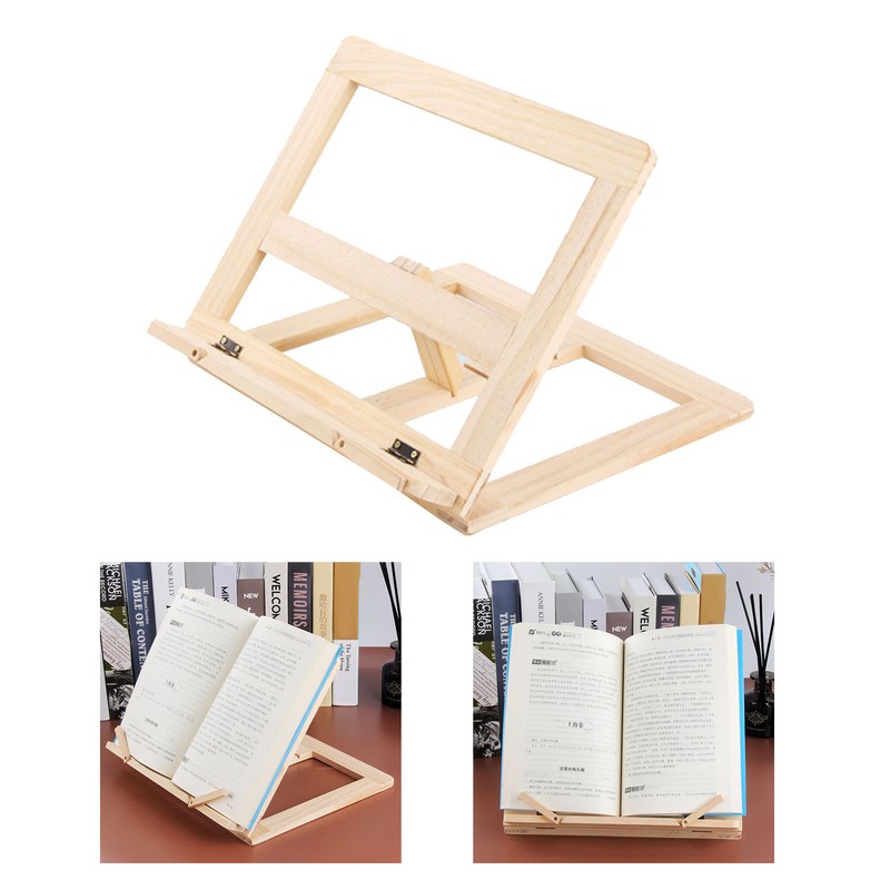 Wooden Book Stand Adjustable Book Holder Reading Stand Recipe Cookbook