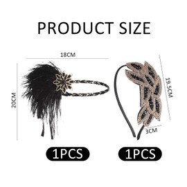 LSYYSL 1 Piece Of Feather Headband And 1 Piece Of Rice Bead Headband, Retro Headwear, Clothing Accessories, Suitable For Dances, Banquets And Parties