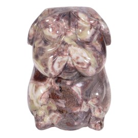 Nupuyai 2pcs Ocean Jasper Mini Crystal Stone Statue Carved Animal Pug Dog Puppy Pekinese Set of 2, Energy Healing Stone Figurine Home Office Decor