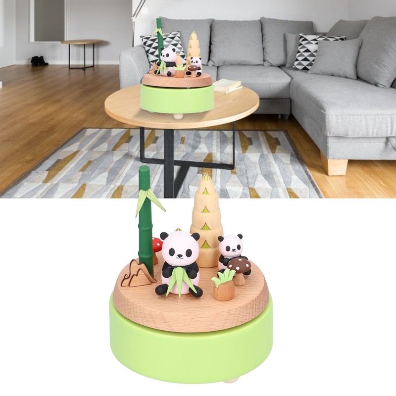Panda Shaped Music Box Desktop Wooden HandiCraft Ornament for Valentine's