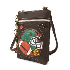 CHALA Crossbody RFID Cell Phone Purse - Women Nylon/Faux Leather Multicolor Handbag with Adjustable Strap Venture - Football - brown