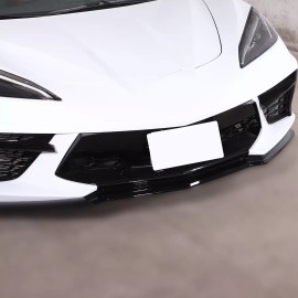 MXtech-23 For Corvette C8 2020-2025 ABS Gloss Black Front Bumper Lip Kit Splitter Exterior