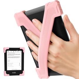 ELETIUO Hand Strap for 6.8"-7" Kindle/Kobos/Oasis&Paperwhite,Signature Ed,Colorsoft,2 Pack Premium Silicone Holder for E-Readers,Comfortable Hand Grip for Reading in Bed/Travel,Large- Pink
