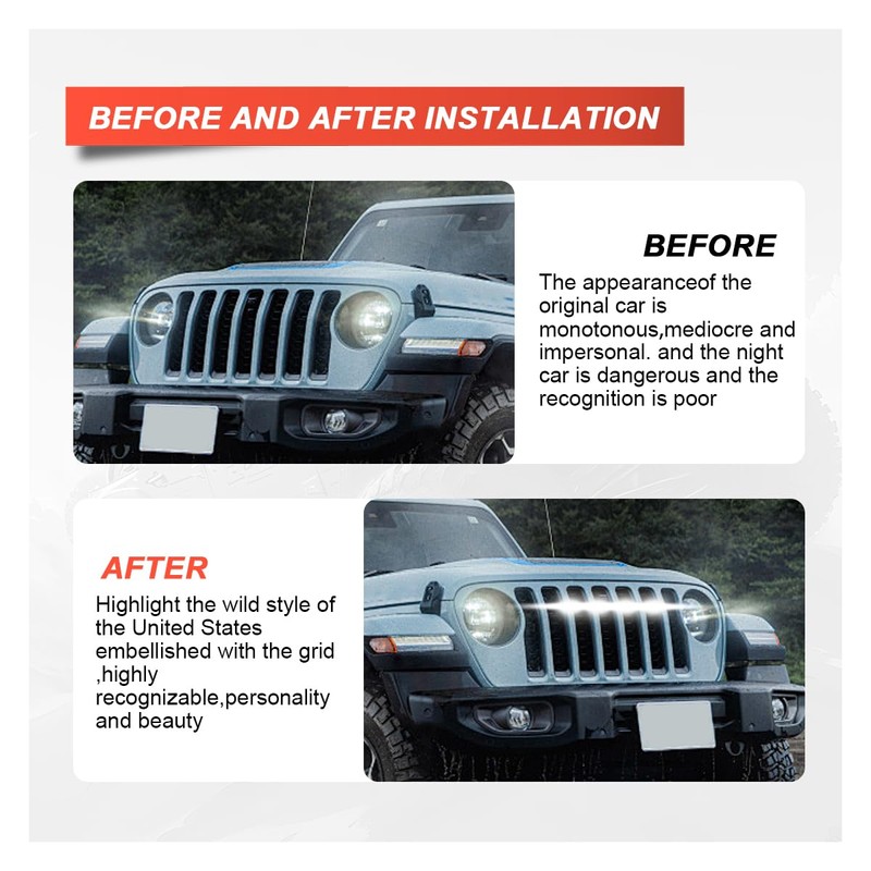 UHANBUT 4PCS Car LED Grille Lights, Bright Waterproof Car Bumper