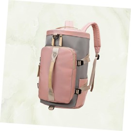 FOMIYES Large Capacity Nylon Travel Bag Multifunctional Holdall Backpack for Weekend Trips Gym Shopping Portable Lightweight Luggage with Zipper Design Pink and Grey