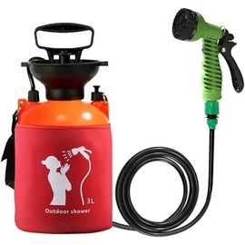 CLICIC Pressure Sprayer with 7 Spray Modes, Camping Shower with Removable Hose and Shower Head for Camping Outdoor Traveling Hiking and Pet Bath (1 Gallon / 3L-Insulated)