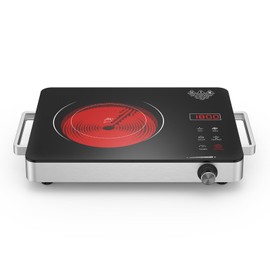 Electric Cooktop,Portable Electric Cooktop 1800W Single Burner Stove with Plug,Hot Plate Countertop,110V-120V Infrared Burner,Child Safety Lock,Timer,Touch and Knob Control