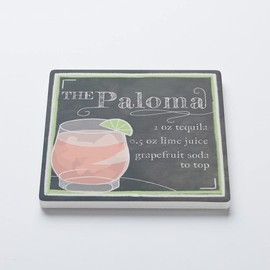 Paloma Drink Recipe Coaster, Joyride Home Decor, Single Ceramic Coaster, 4-inch Individual Square Drink Coaster, Non-Slip Cork Back, Protects Surfaces, Express Your Style.