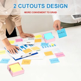 WINFFOR Acrylic Notepad Holder Dispenser - 3x3 in Sticky Note Memo Holder for Desk Organizer (W/O Pads) Office Desk Accessories School Supplies, Lightpink