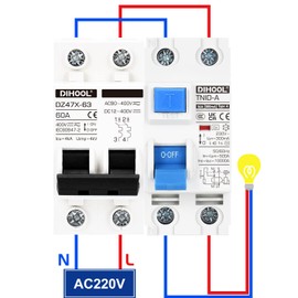 DIHOOL RCD Type A fi Circuit Breaker Residual Current Circuit Breaker FI Switch DIN Rail 2-Pin 16A 300mA