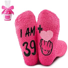 ClcIosis 1 Pair of 40th Birthday Women Funny Socks 40th Birthday Woman Pink Humorous Stockings Gift Idea, pink, M