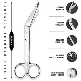 SURGICAL ONLINE 11 Pcs Set - Razor-Sharp EMT Trauma Shears + 5.5" Lister Bandage Scissor - Heavy Duty, Non-Stick Surface, Ergonomic Handle, Comfortable Grip, CE Certified. (Assorted Rainbow Colors)