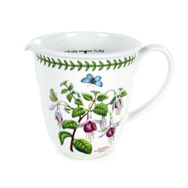 Portmeirion Botanic Garden 30oz Measuring Jug - Fuchsia Motif, Fine Porcelain All-Purpose Kitchen Tools, Dishwasher, Microwave, Freezer, Oven Safe - Elegant Baking & Cooking Essential