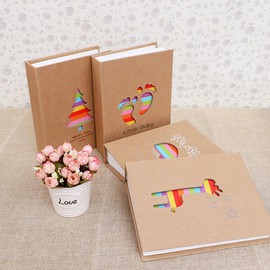 Zhi Jin Hollow Kraft Photo Album Slip In Hold 100 Pockets 8x6 inch Picture Anniversary Albums Memory Collection Gift, Giraffe