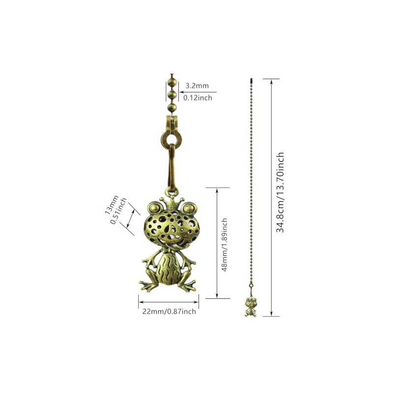 OMYZERO 2Pcs Ceiling Fan Pull Chain Set, 12Inch Metal Frog