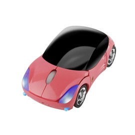 CHUYI Small Cool Sports Car Shaped Wireless Mouse Portable Optical Mini Cordless Mice with USB Receiver for Business Travel Office Home School Gift (Pink - 1 Pack)